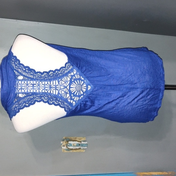 Miss me dark bright blue sleeveless shirt size large - Picture 2 of 9